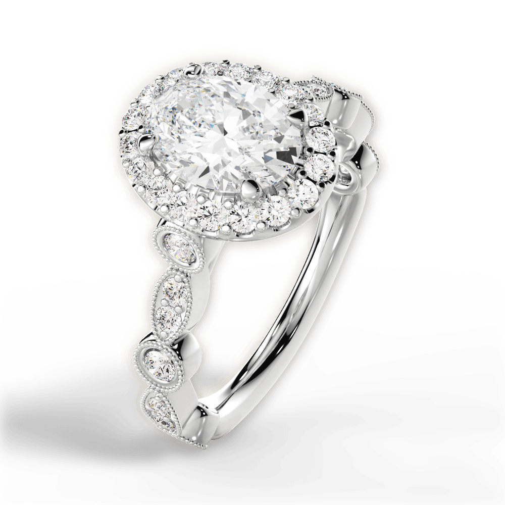 Irene Oval Cut Lab Grown Diamond 14Kt White Gold Engagement Ring - View 3