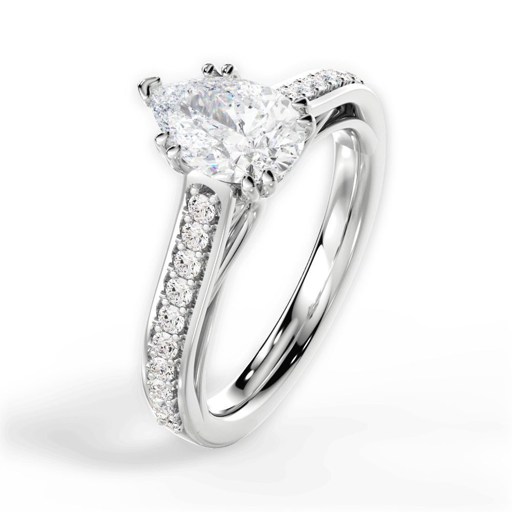 Deborah Pear Cut Lab Grown Diamond 14Kt White Gold Engagement Ring - View 3