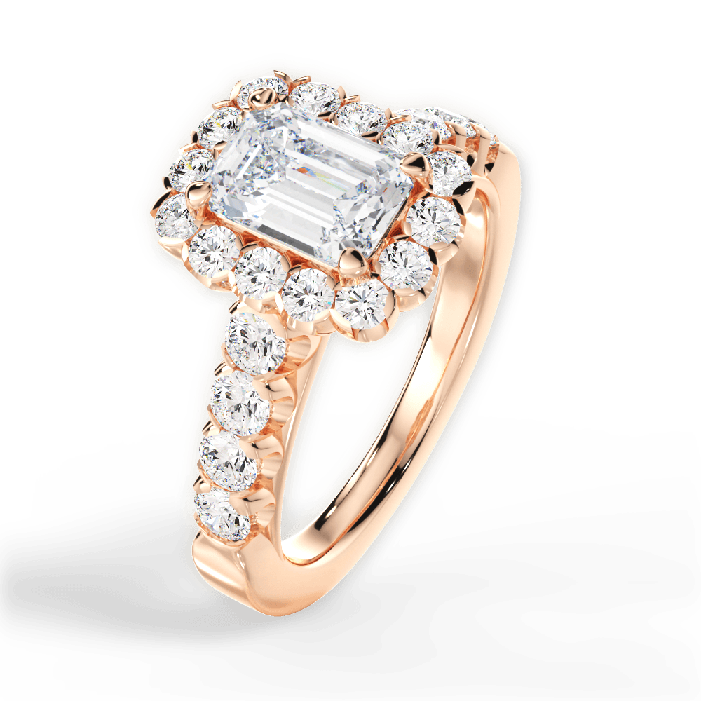 Lacey Emerald Cut Lab Grown Diamond 18Kt Rose Gold Engagement Ring - View 2