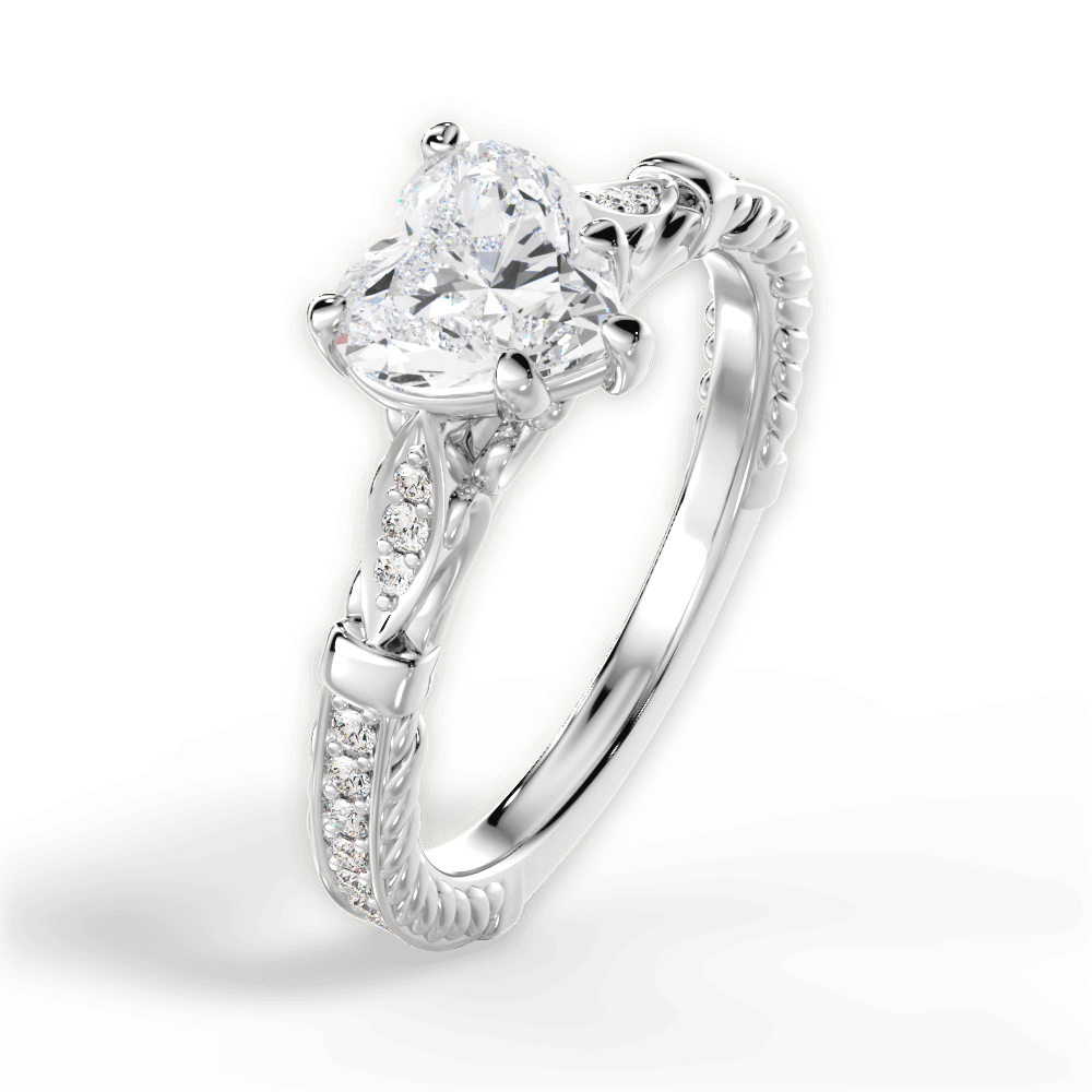 Gabriela Heart Cut Lab Grown Diamond 18Kt White Gold Engagement Ring - View 3