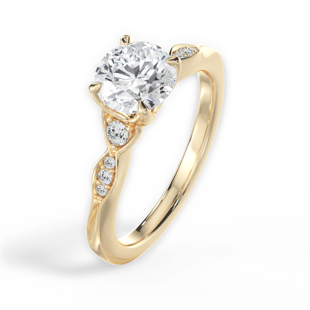 Cassie Round Cut Lab Grown Diamond 18Kt Yellow Gold Engagement Ring - View 4