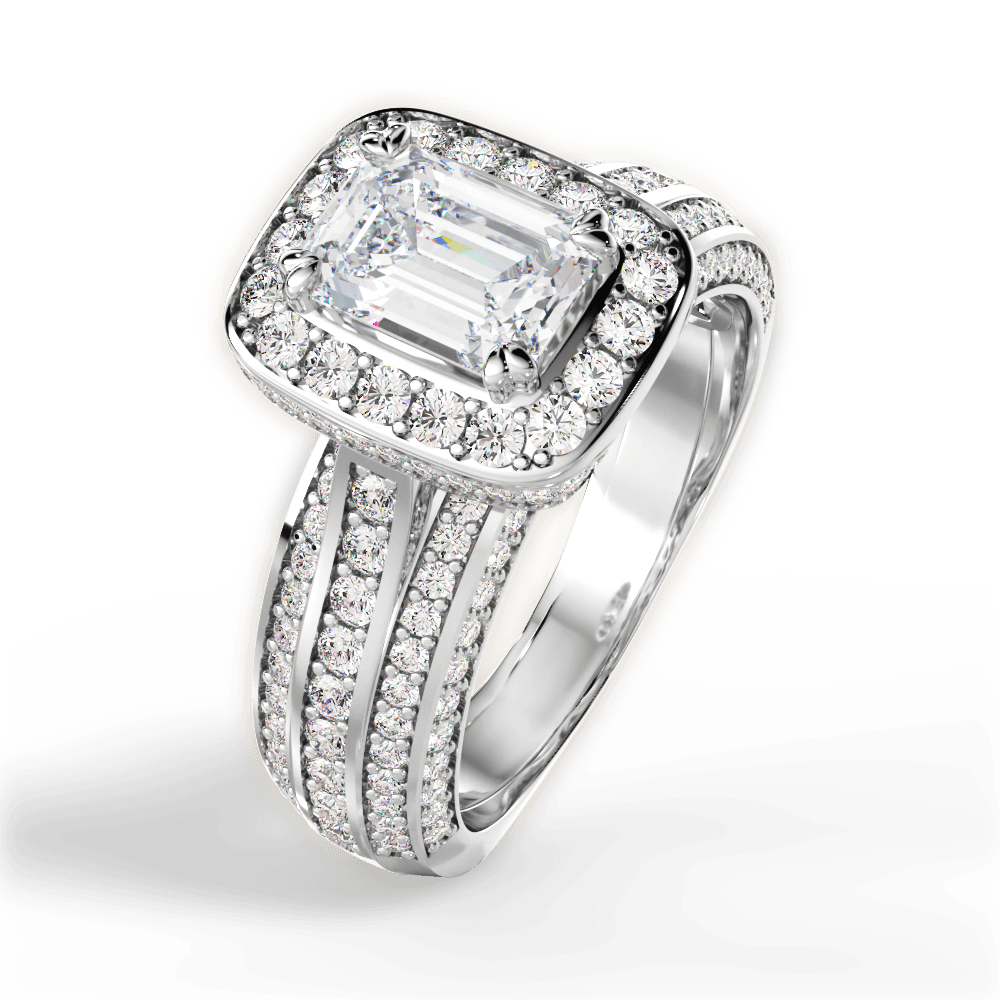 Madison Emerald Cut Lab Grown Diamond Platinum Engagement Ring - View 2
