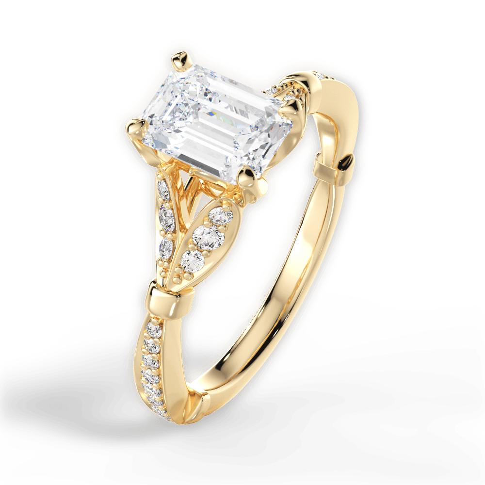 Geraldine Emerald Cut Lab Grown Diamond 18Kt Yellow Gold Engagement Ring - View 3