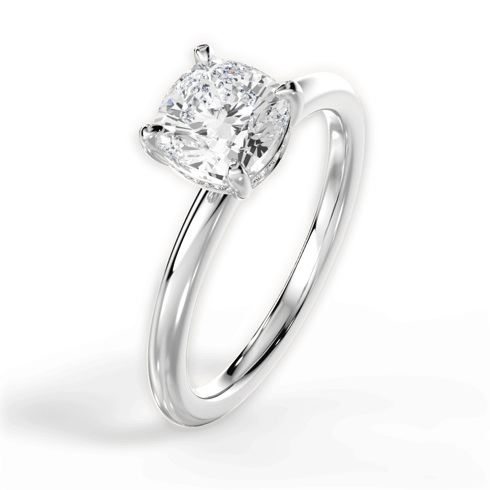 Brenda Cushion Cut Lab Grown Diamond Platinum Engagement Ring - View 2