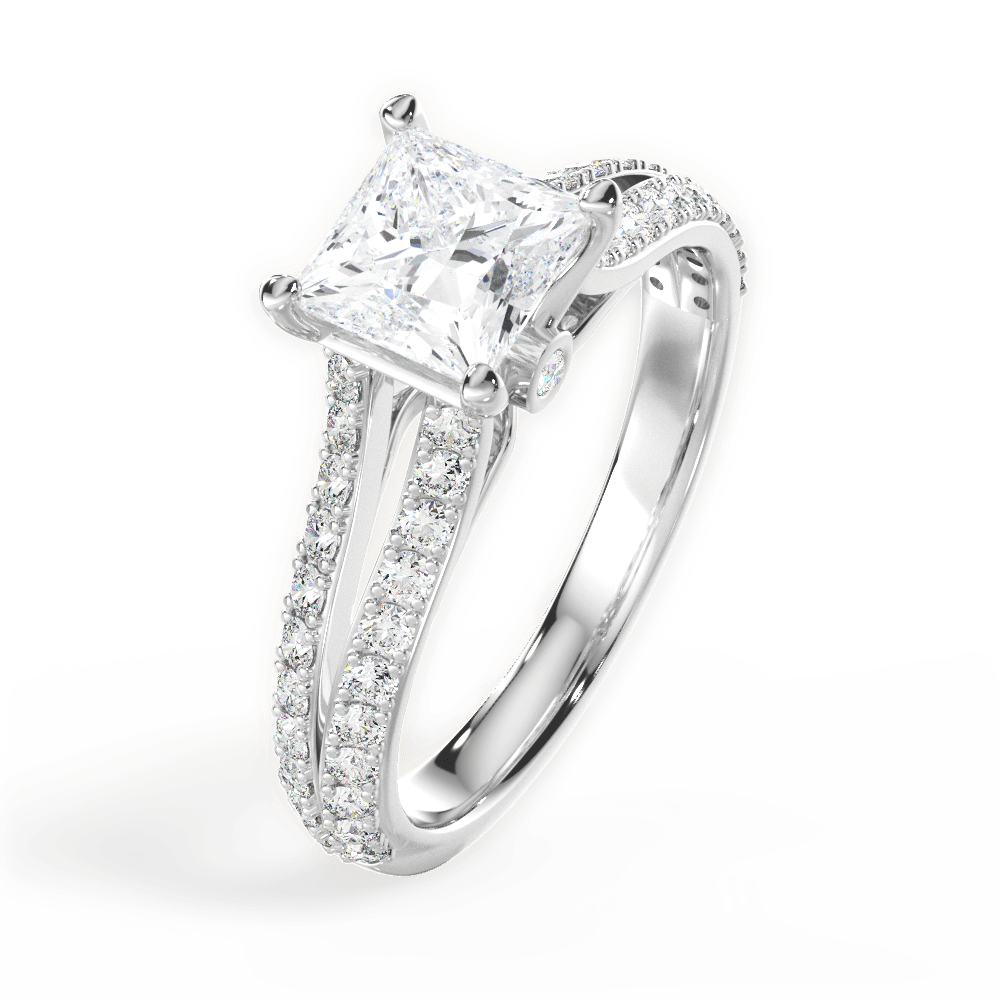 Kendra Princess Cut Lab Grown Diamond 18Kt White Gold Engagement Ring - View 2