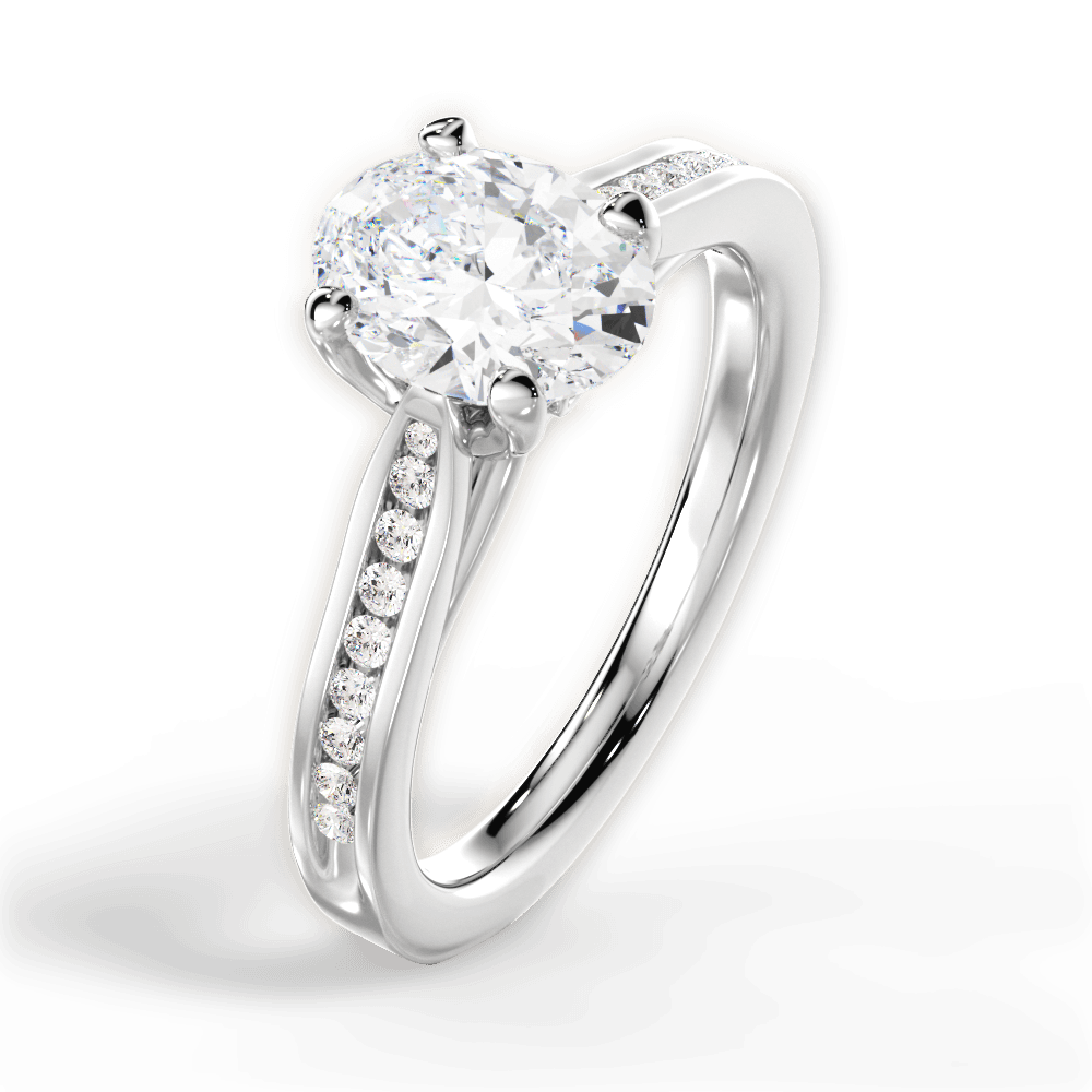 Elena Oval Cut Lab Grown Diamond 18Kt White Gold Engagement Ring - View 3