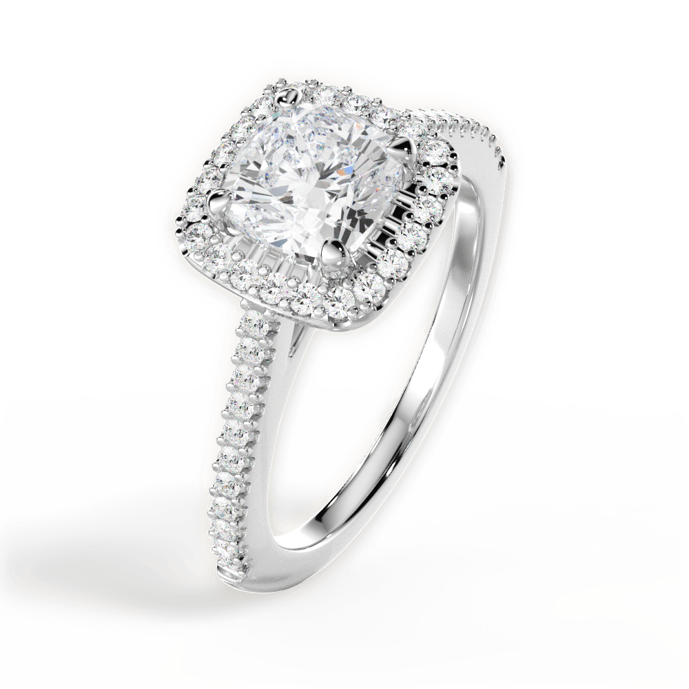 Jeanne Cushion Cut Lab Grown Diamond Platinum Engagement Ring - View 2