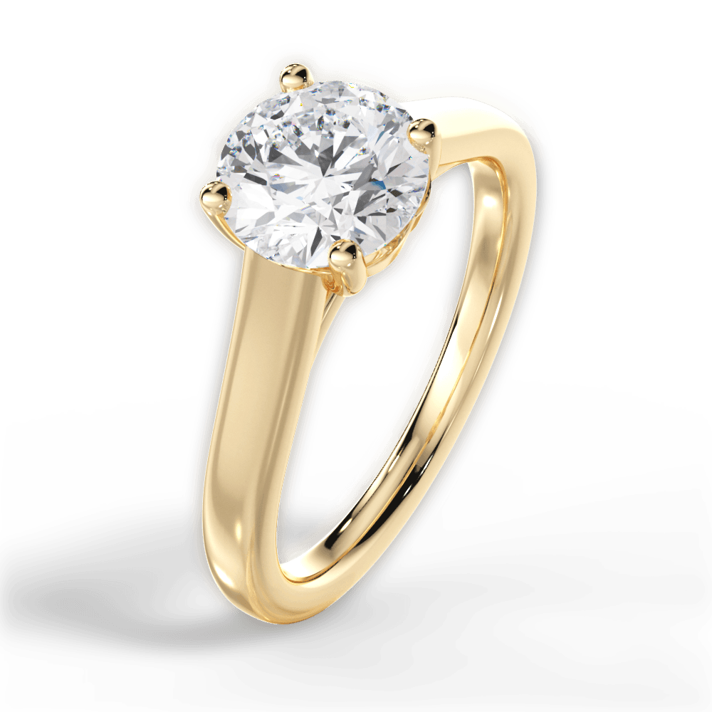 Ariana Round Cut Lab Grown Diamond 18Kt Yellow Gold Engagement Ring - View 3