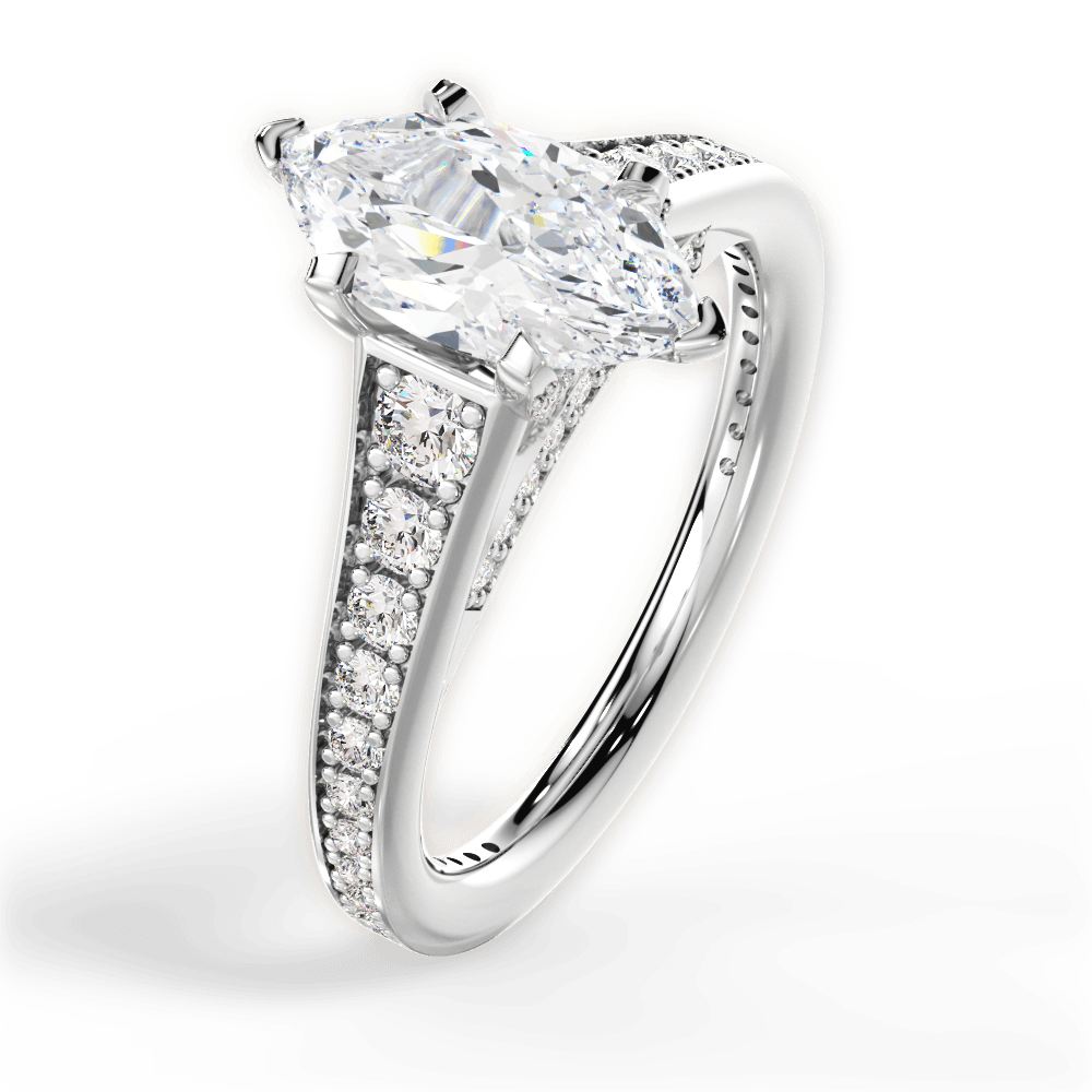 Leslie Marquise Cut Lab Grown Diamond 18Kt White Gold Engagement Ring - View 2