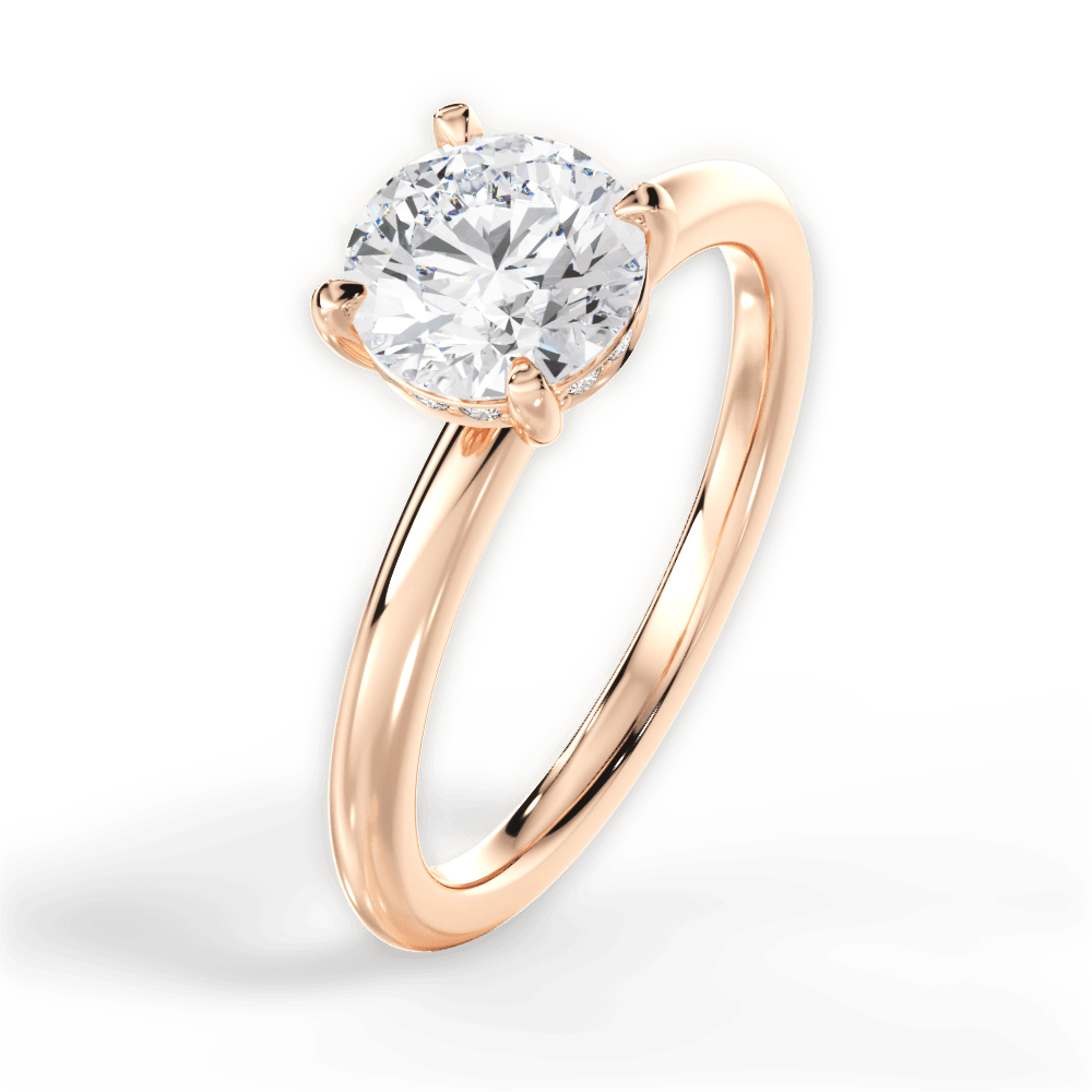 Brenda Round Cut Lab Grown Diamond 18Kt Rose Gold Engagement Ring - View 3