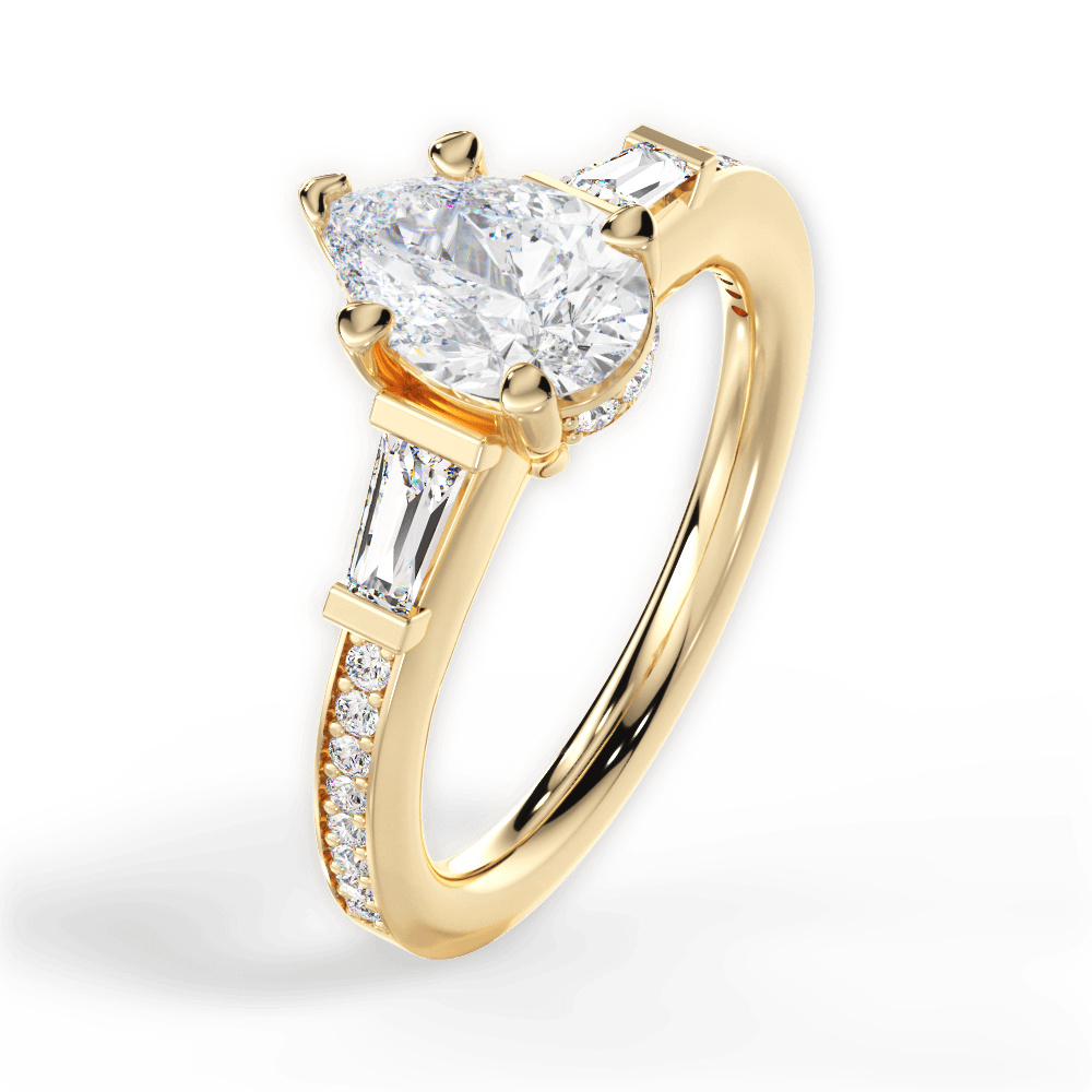 Katie Pear Cut Lab Grown Diamond 18Kt Yellow Gold Engagement Ring - View 4