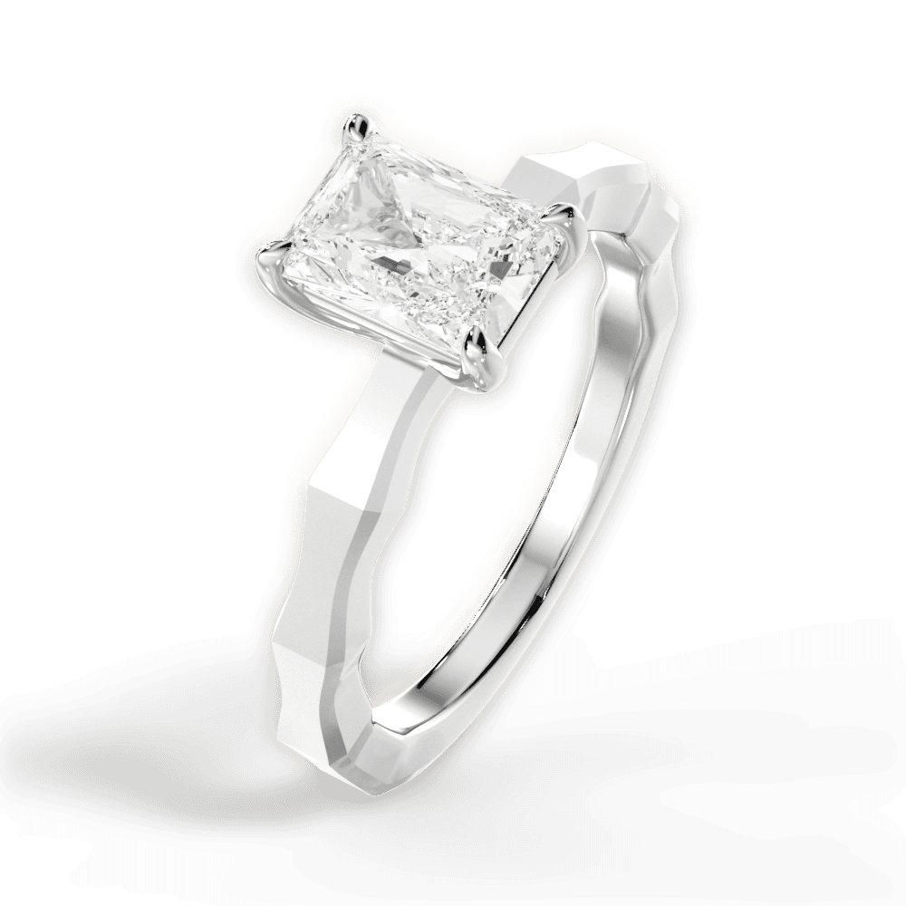 Aaliyah Radiant Cut Lab Grown Diamond 18Kt White Gold Engagement Ring - View 2
