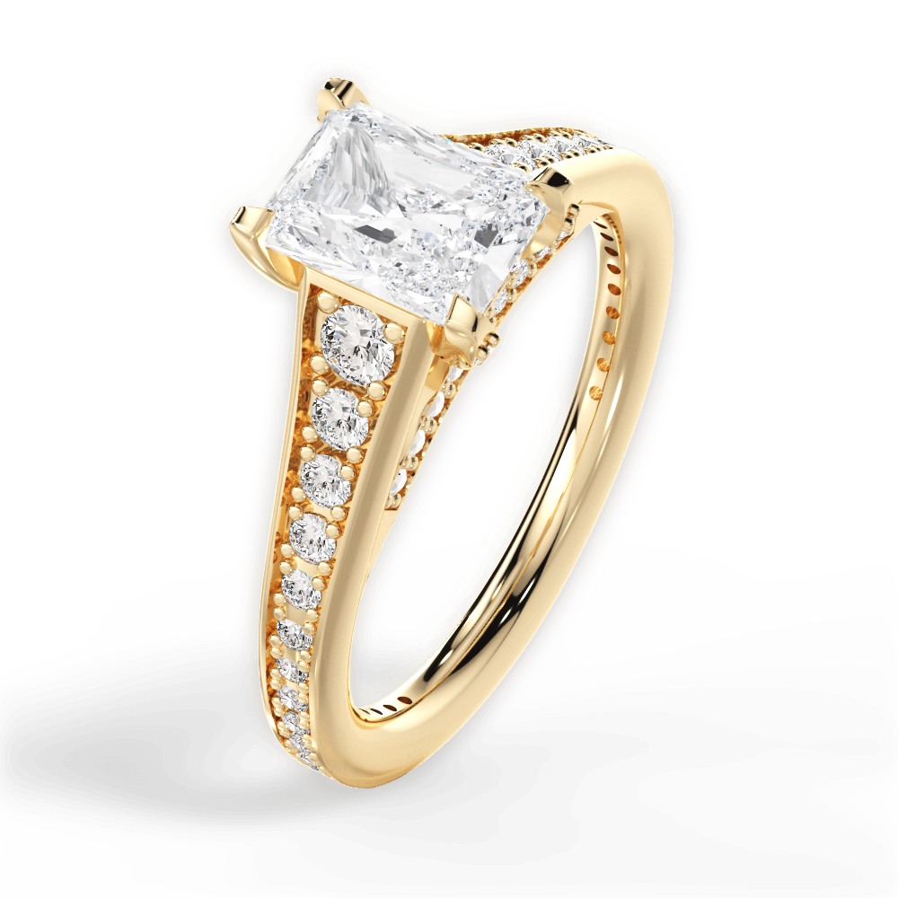 Leslie Radiant Cut Lab Grown Diamond 18Kt Yellow Gold Engagement Ring - View 2