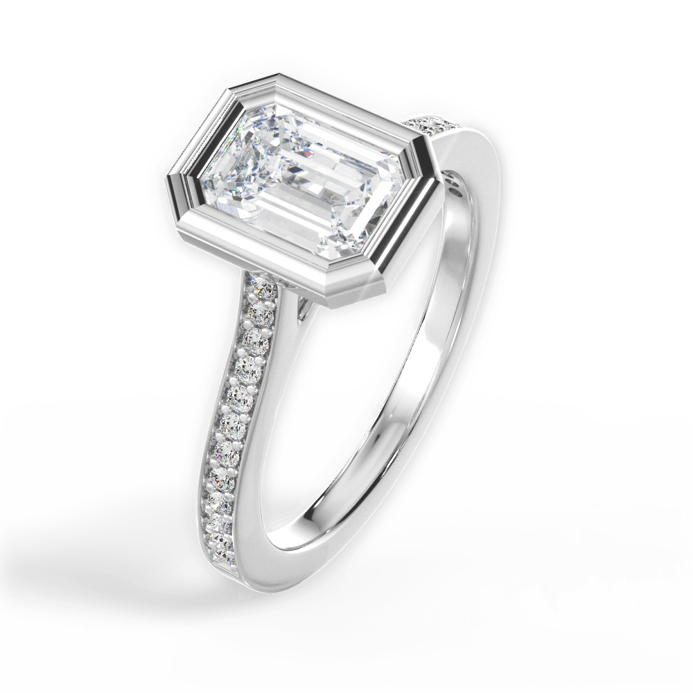 Deanna Emerald Cut Lab Grown Diamond Platinum Engagement Ring - View 3