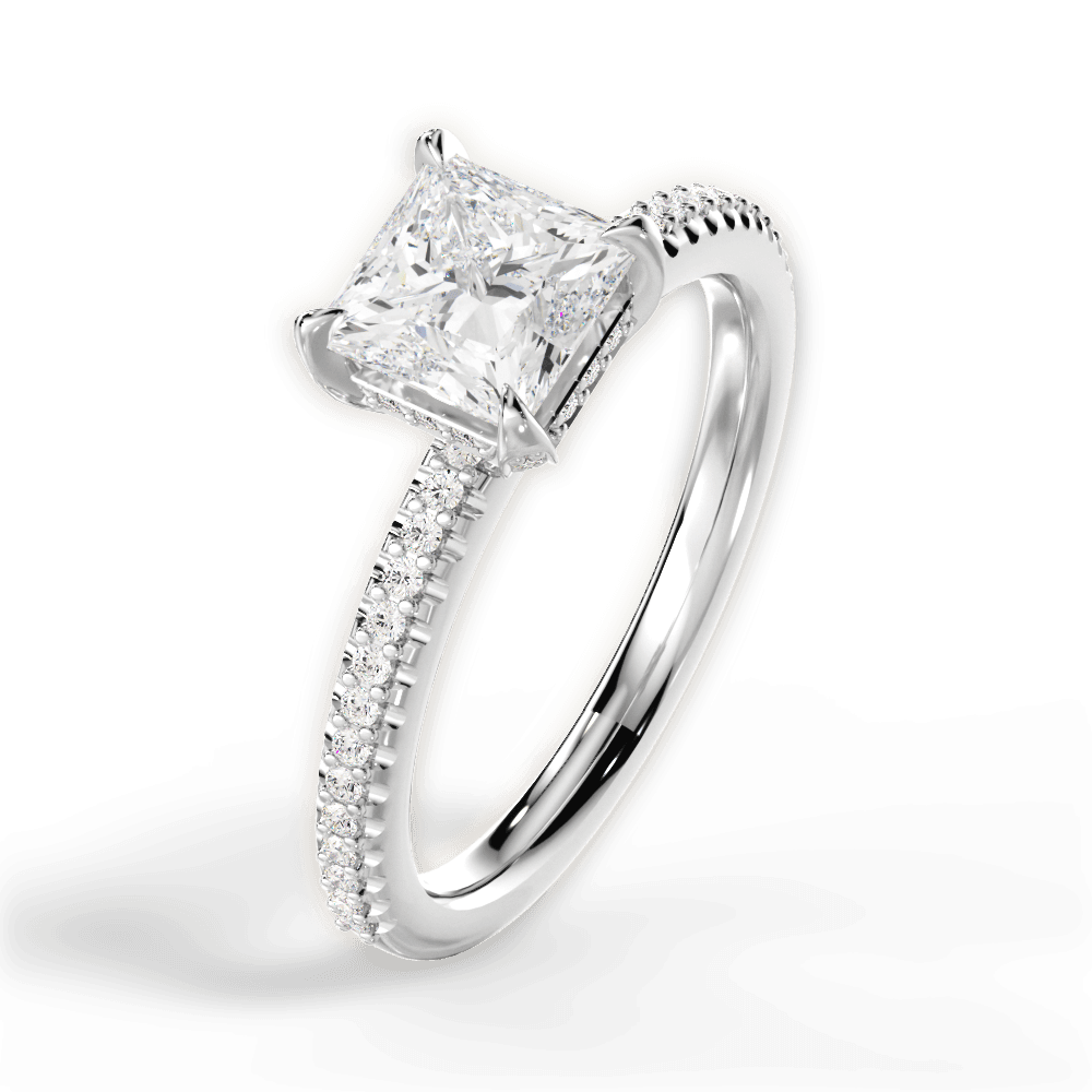 Helen Princess Cut Lab Grown Diamond 18Kt White Gold Engagement Ring - View 4
