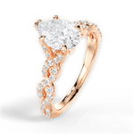 Justine Pear Cut Lab Grown Diamond 18Kt Rose Gold Engagement Ring - View 3