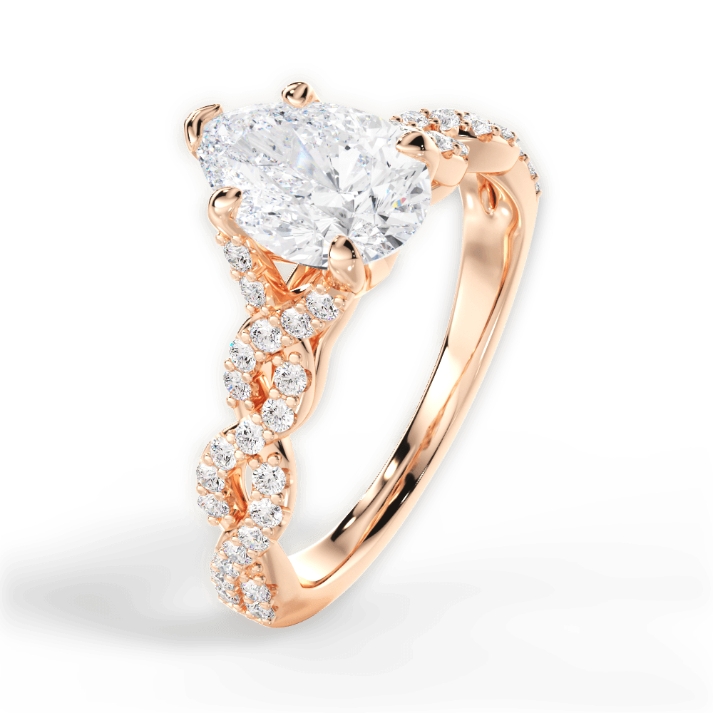 Justine Pear Cut Lab Grown Diamond 18Kt Rose Gold Engagement Ring - View 3