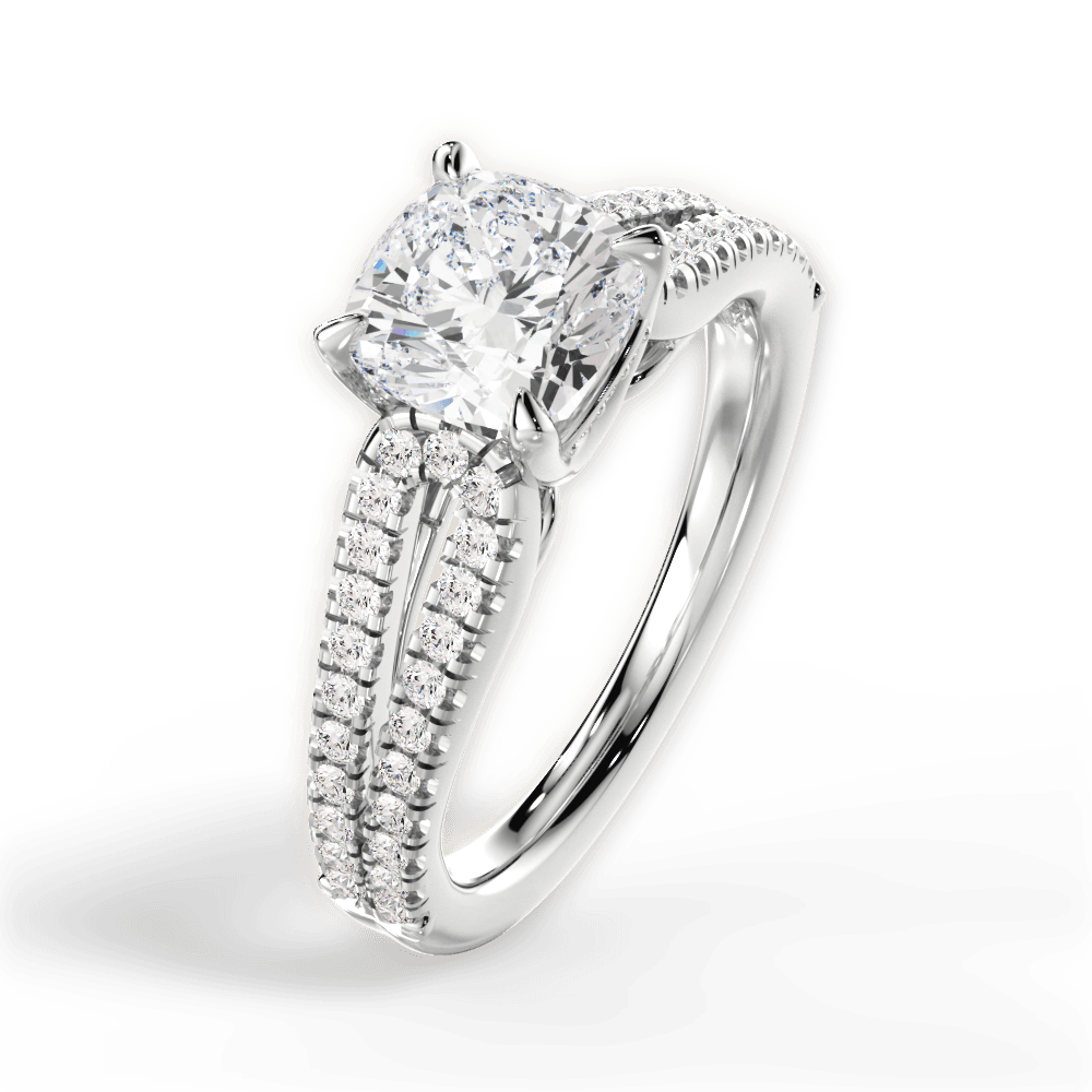 Jessica Cushion Cut Lab Grown Diamond Platinum Engagement Ring - View 2