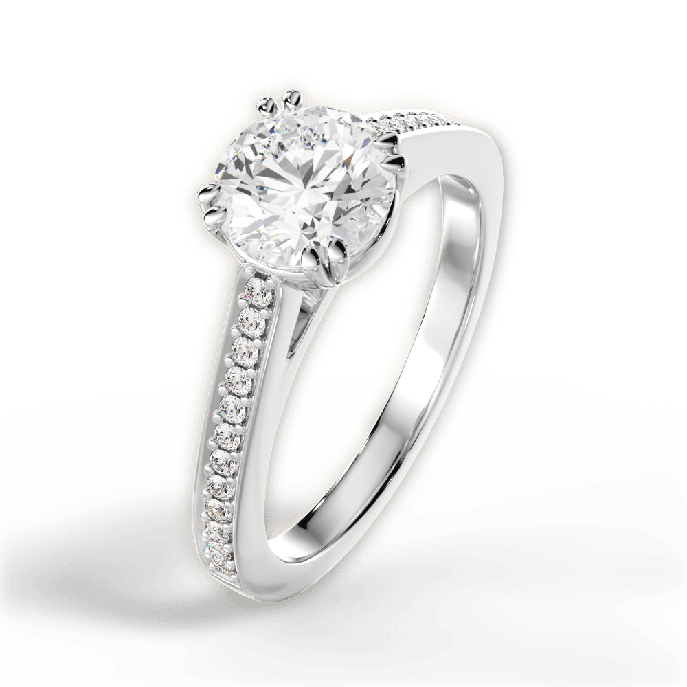 Denise Round Cut Lab Grown Diamond Platinum Engagement Ring - View 3