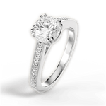 Denise Round Cut Lab Grown Diamond 14Kt White Gold Engagement Ring - View 3