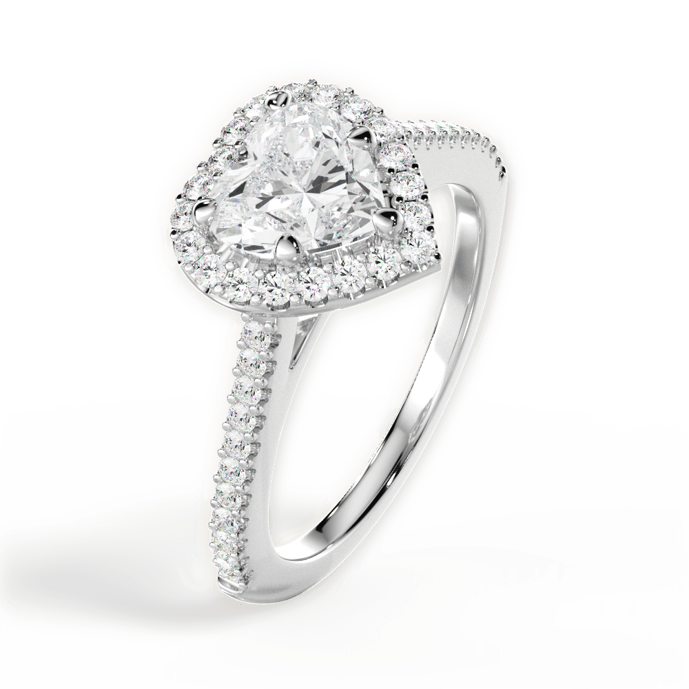 Jeanne Heart Cut Lab Grown Diamond 18Kt White Gold Engagement Ring - View 2