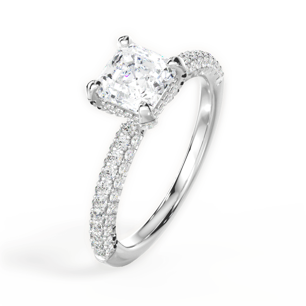 Lisa Asscher Cut Lab Grown Diamond Platinum Engagement Ring - View 2