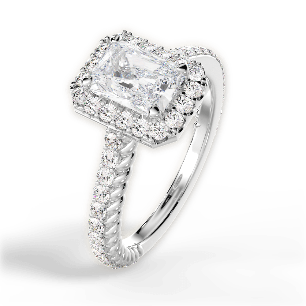 Kim Radiant Cut Lab Grown Diamond Platinum Engagement Ring - View 3