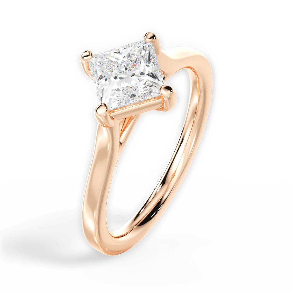 Bernadette Princess Cut Lab Grown Diamond 18Kt Rose Gold Engagement Ring - View 3