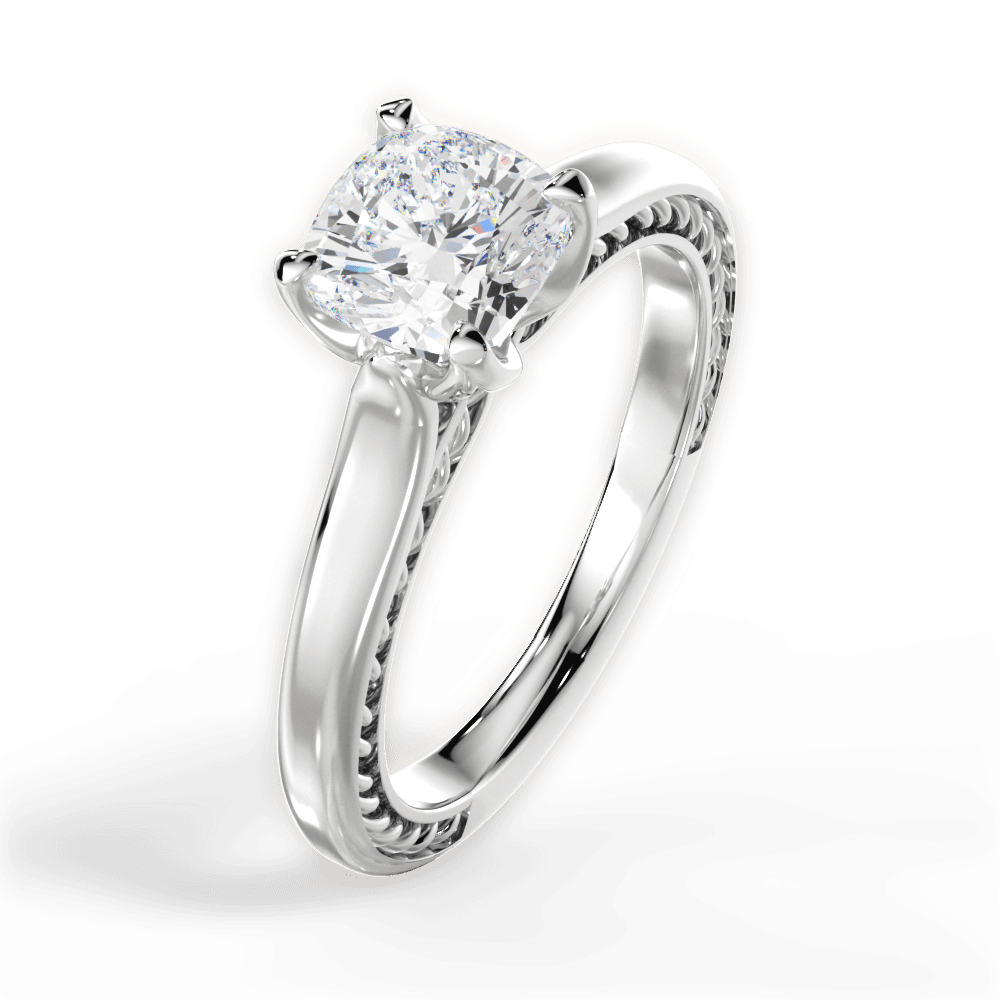 Carrie Cushion Cut Lab Grown Diamond Platinum Engagement Ring - View 2