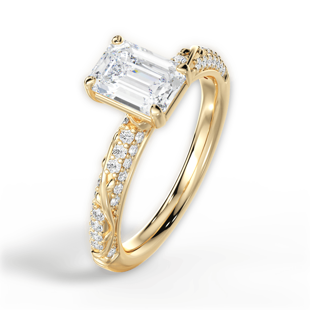 Gloria Emerald Cut Lab Grown Diamond 18Kt Yellow Gold Engagement Ring - View 2