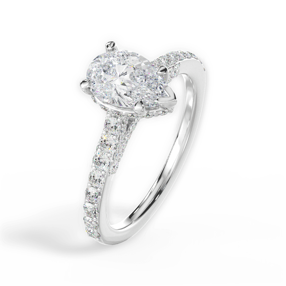 Laura Pear Cut Lab Grown Diamond 14Kt White Gold Engagement Ring - View 4