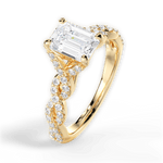 Justine Emerald Cut Lab Grown Diamond 18Kt Yellow Gold Engagement Ring - View 3