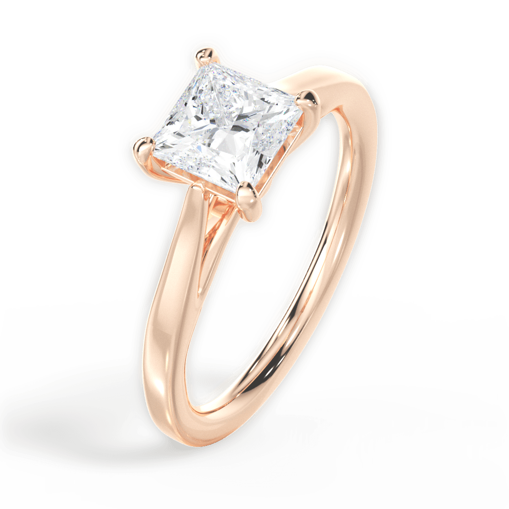 Angie Princess Cut Lab Grown Diamond 18Kt Rose Gold Engagement Ring - View 3