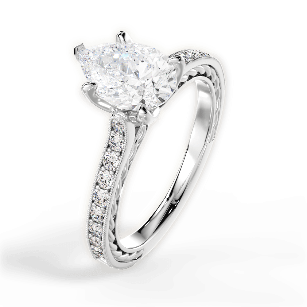 Gilda Pear Cut Lab Grown Diamond 14Kt White Gold Engagement Ring - View 4
