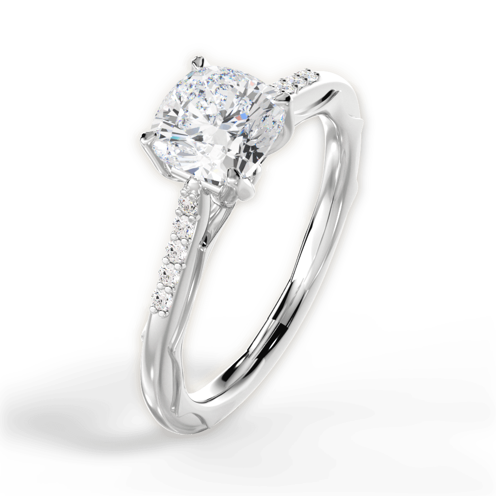 Christina Cushion Cut Lab Grown Diamond 18Kt White Gold Engagement Ring - View 2