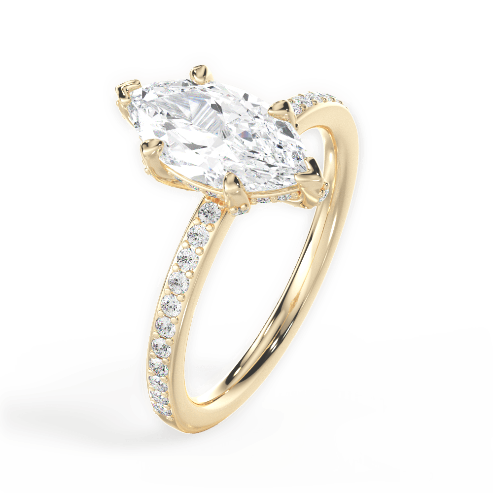 Janice Marquise Cut Lab Grown Diamond 18Kt Yellow Gold Engagement Ring - View 2