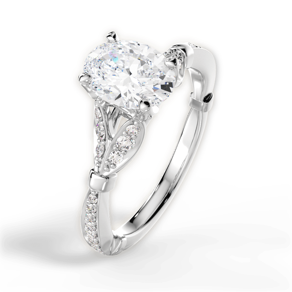 Geraldine Oval Cut Lab Grown Diamond 14Kt White Gold Engagement Ring - View 4