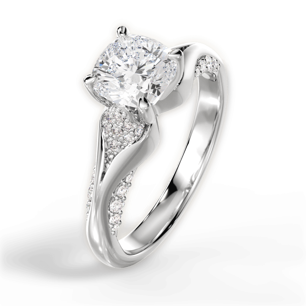 Isabel Cushion Cut Lab Grown Diamond 14Kt White Gold Engagement Ring - View 4