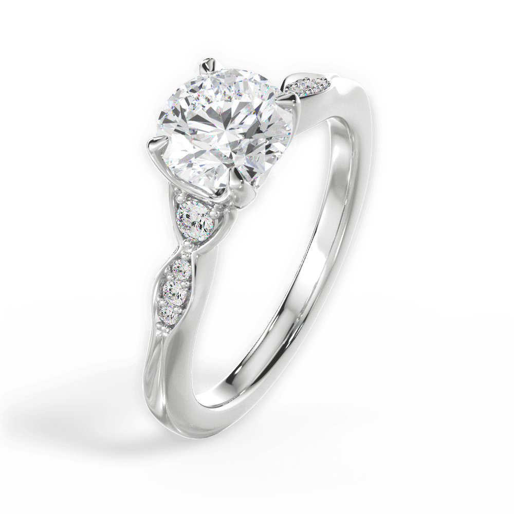 Cassie Round Cut Lab Grown Diamond 18Kt White Gold Engagement Ring - View 4
