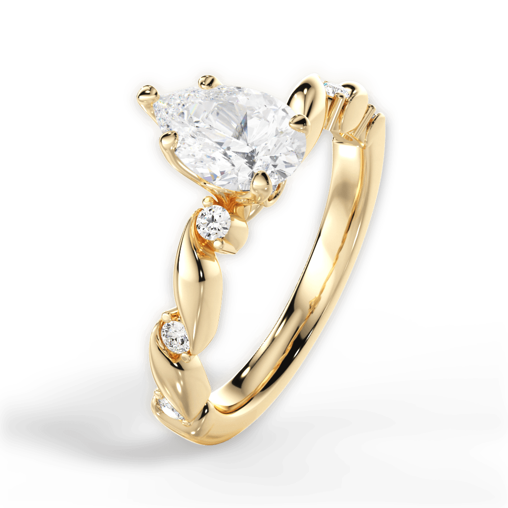 Emma Pear Cut Lab Grown Diamond 18Kt Yellow Gold Engagement Ring - View 3