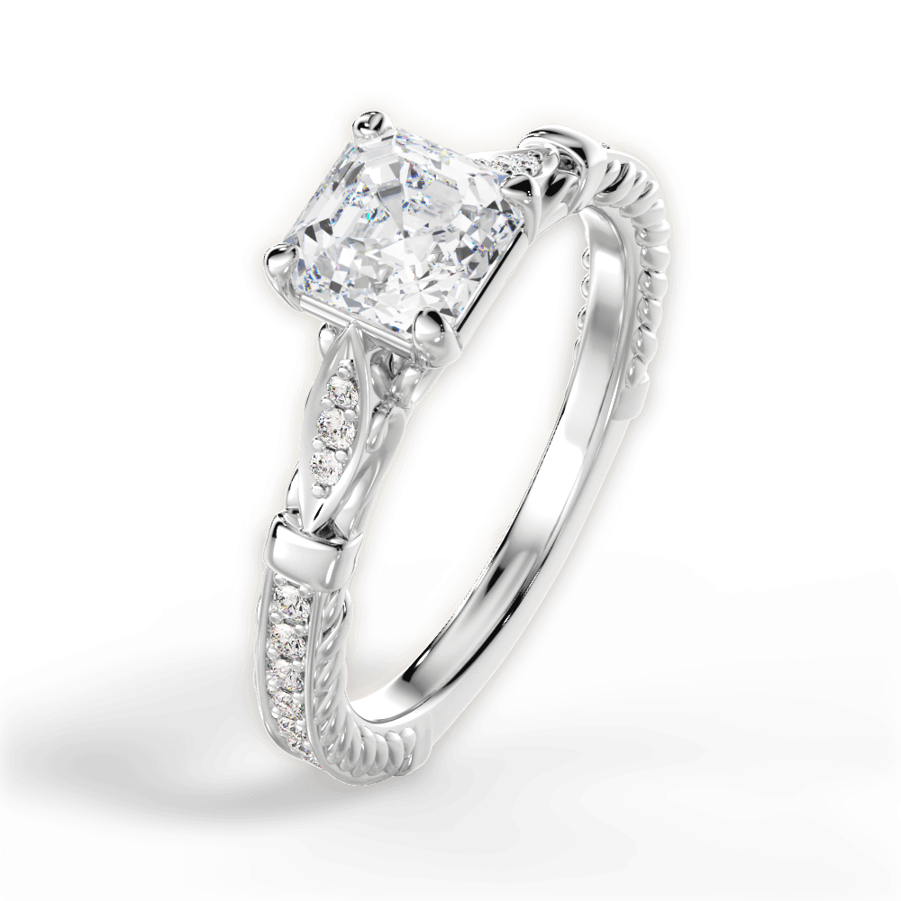 Gabriela Asscher Cut Lab Grown Diamond 14Kt White Gold Engagement Ring - View 4