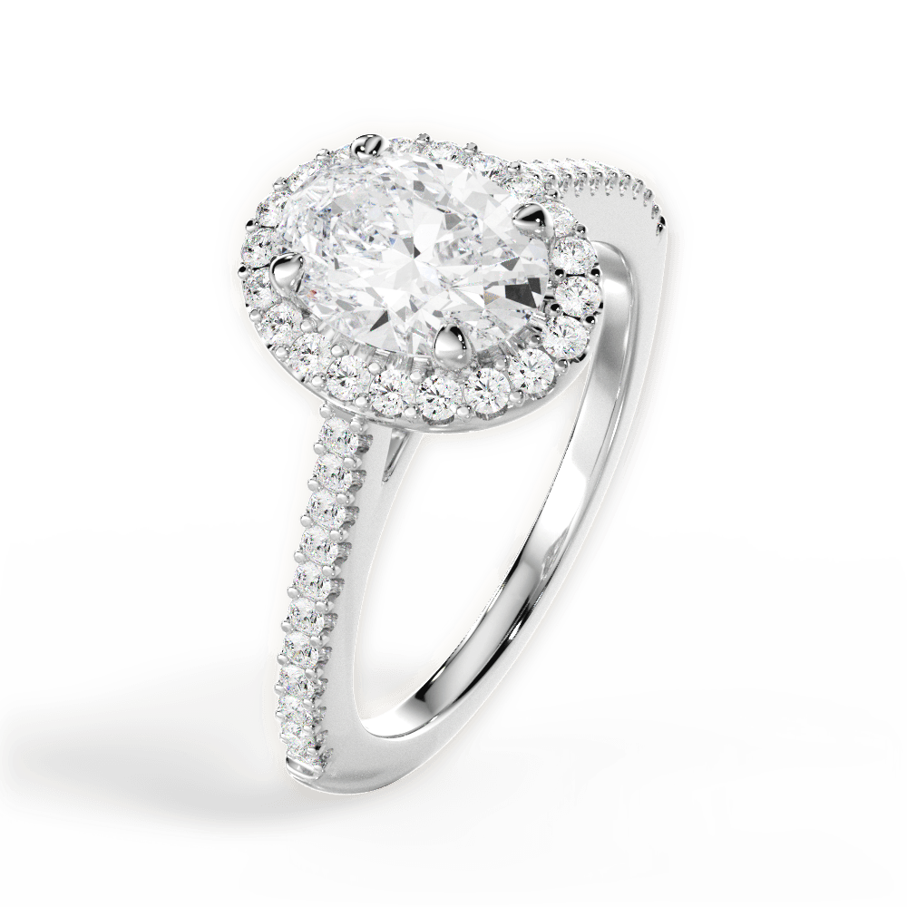 Jeanne Oval Cut Lab Grown Diamond 14Kt White Gold Engagement Ring - View 2