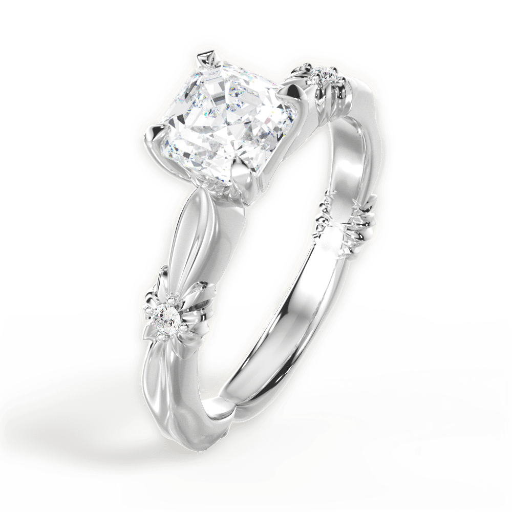 Claire Asscher Cut Lab Grown Diamond Platinum Engagement Ring - View 2
