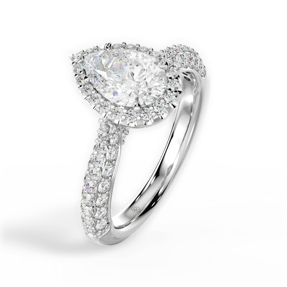 Lucy Pear Cut Lab Grown Diamond Platinum Engagement Ring - View 3