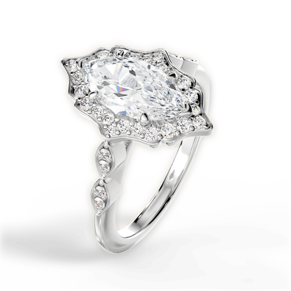Julie Marquise Cut Lab Grown Diamond 14Kt White Gold Engagement Ring - View 3