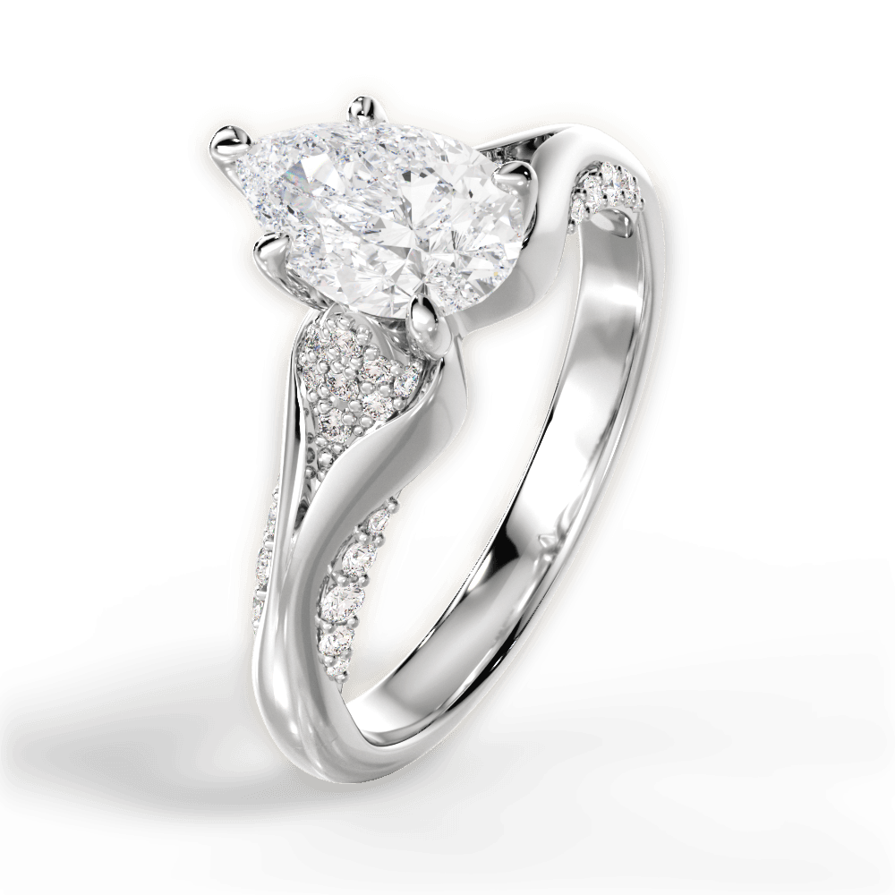Isabel Pear Cut Lab Grown Diamond Platinum Engagement Ring - View 3