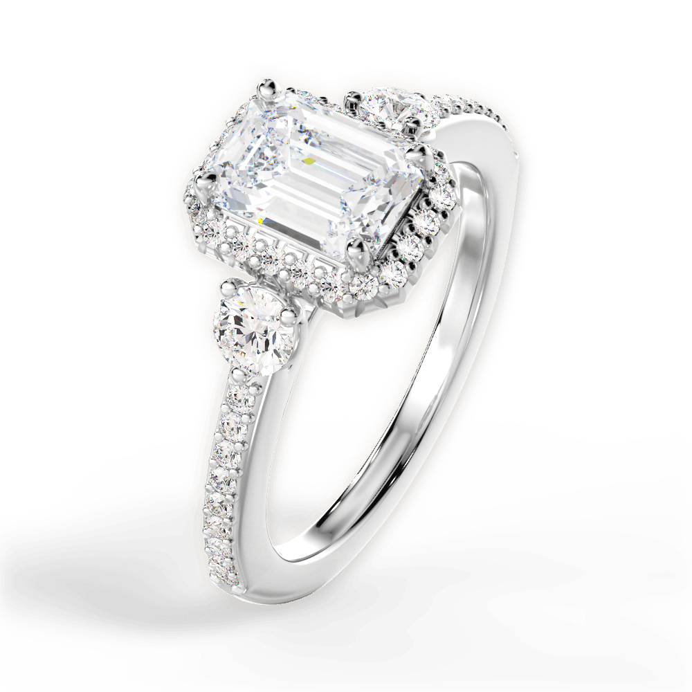 Julia Emerald Cut Lab Grown Diamond Platinum Engagement Ring - View 4