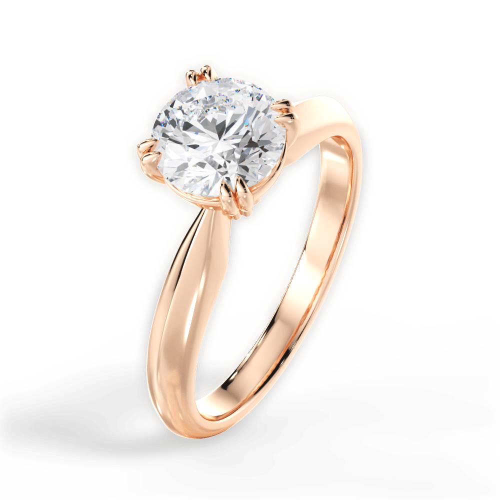 Claudia Round Cut Lab Grown Diamond 18Kt Rose Gold Engagement Ring - View 3
