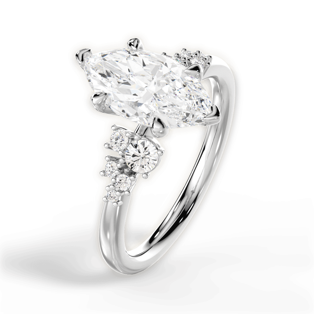 Carmen Marquise Cut Lab Grown Diamond Platinum Engagement Ring - View 4