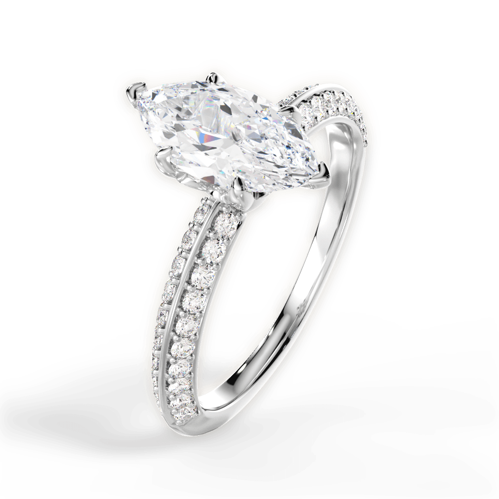 Gail Marquise Cut Lab Grown Diamond 14Kt White Gold Engagement Ring - View 2